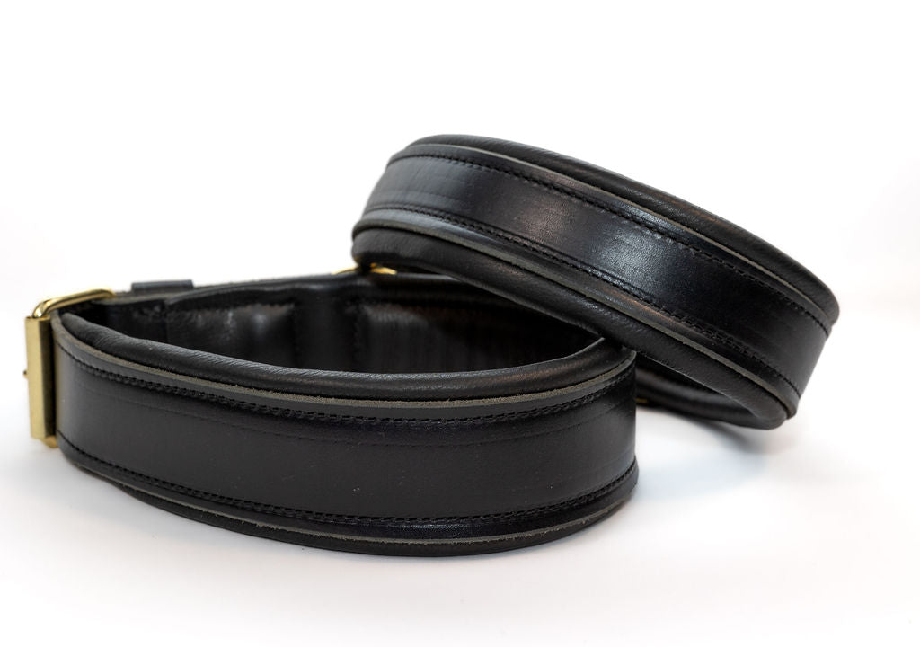 Bridgeport K9 Padded Leather Collar – Premium Black Leather Dog Collar for Comfort and Durability