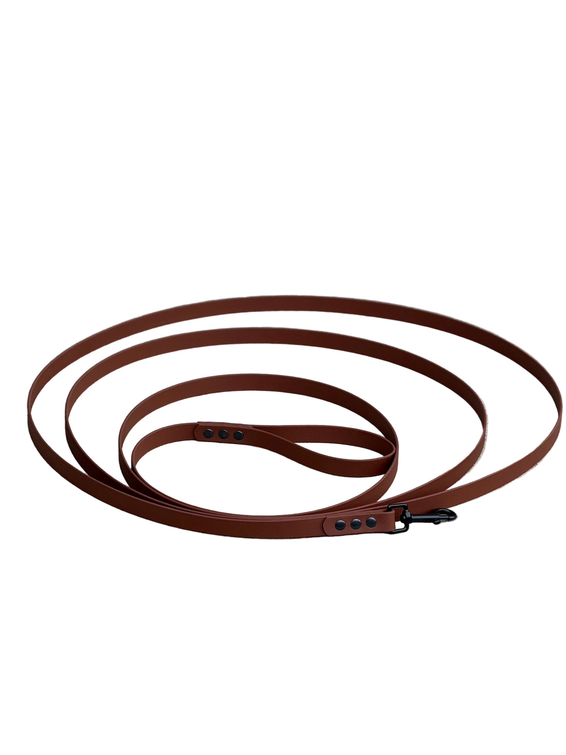 Brown biothane 10' long line dog training leash for recall and outdoor training