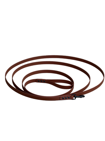 Brown biothane 10' long line dog training leash for recall and outdoor training