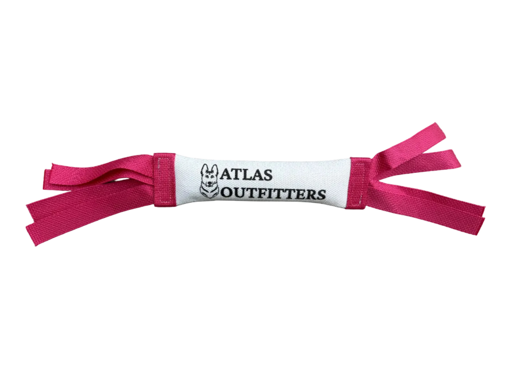 Pink and white bumper with 'Atlas Outfitters' logo on a white background.
