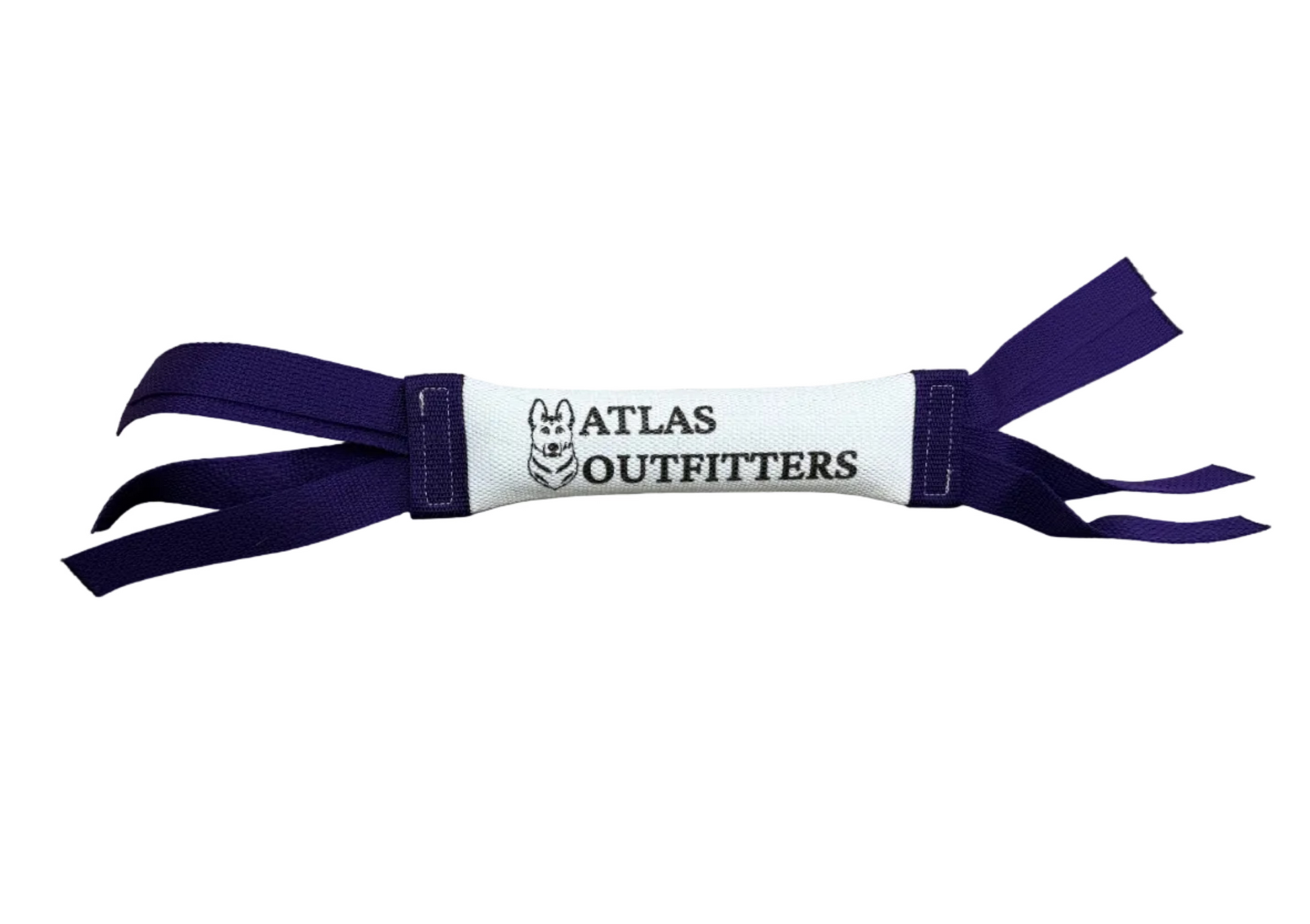 Purple and white bumper with 'Atlas Outfitters' branding on a concrete surface