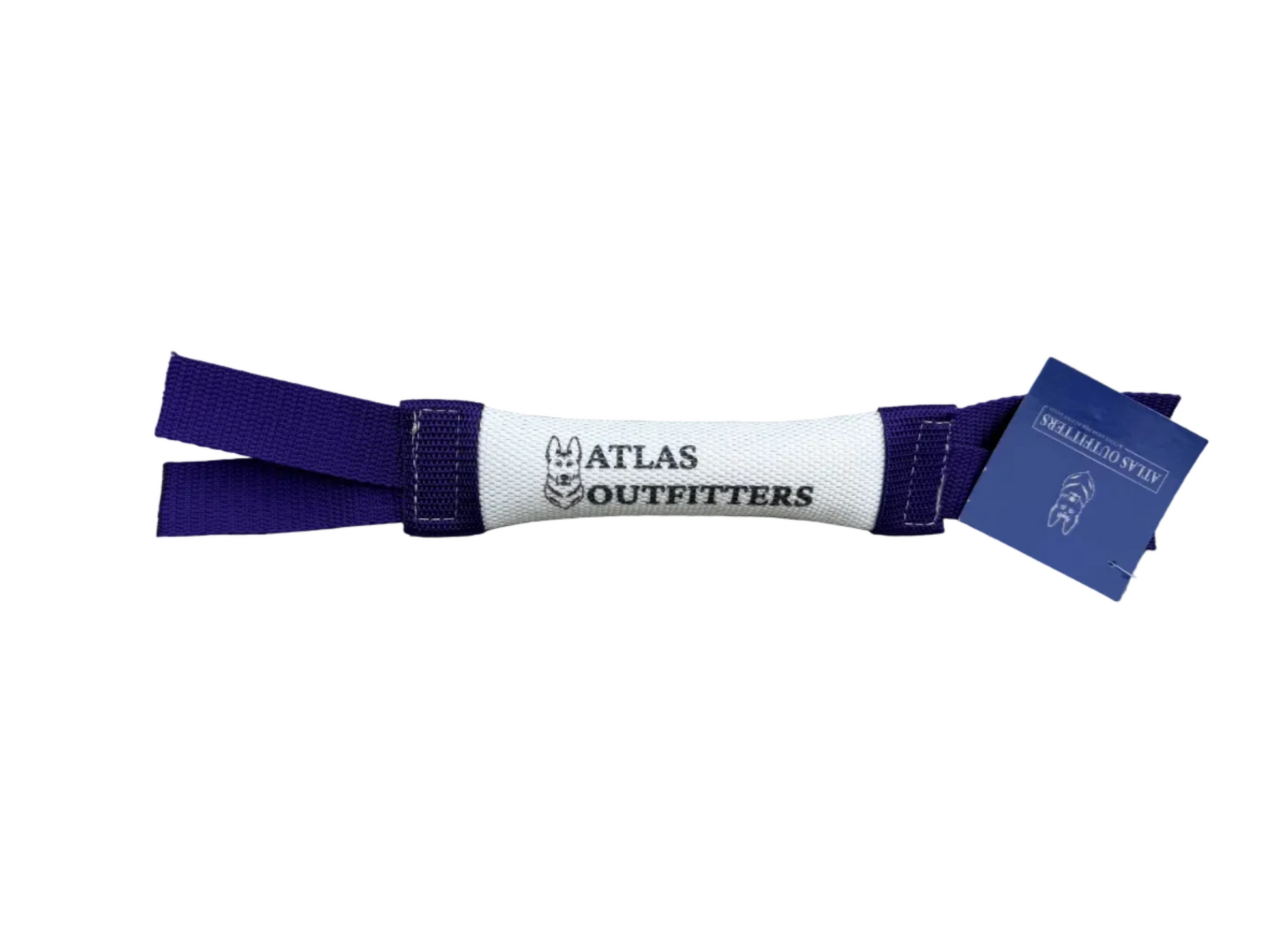 White bumper with purple ends and 'Atlas Outfitters' branding on a white background.