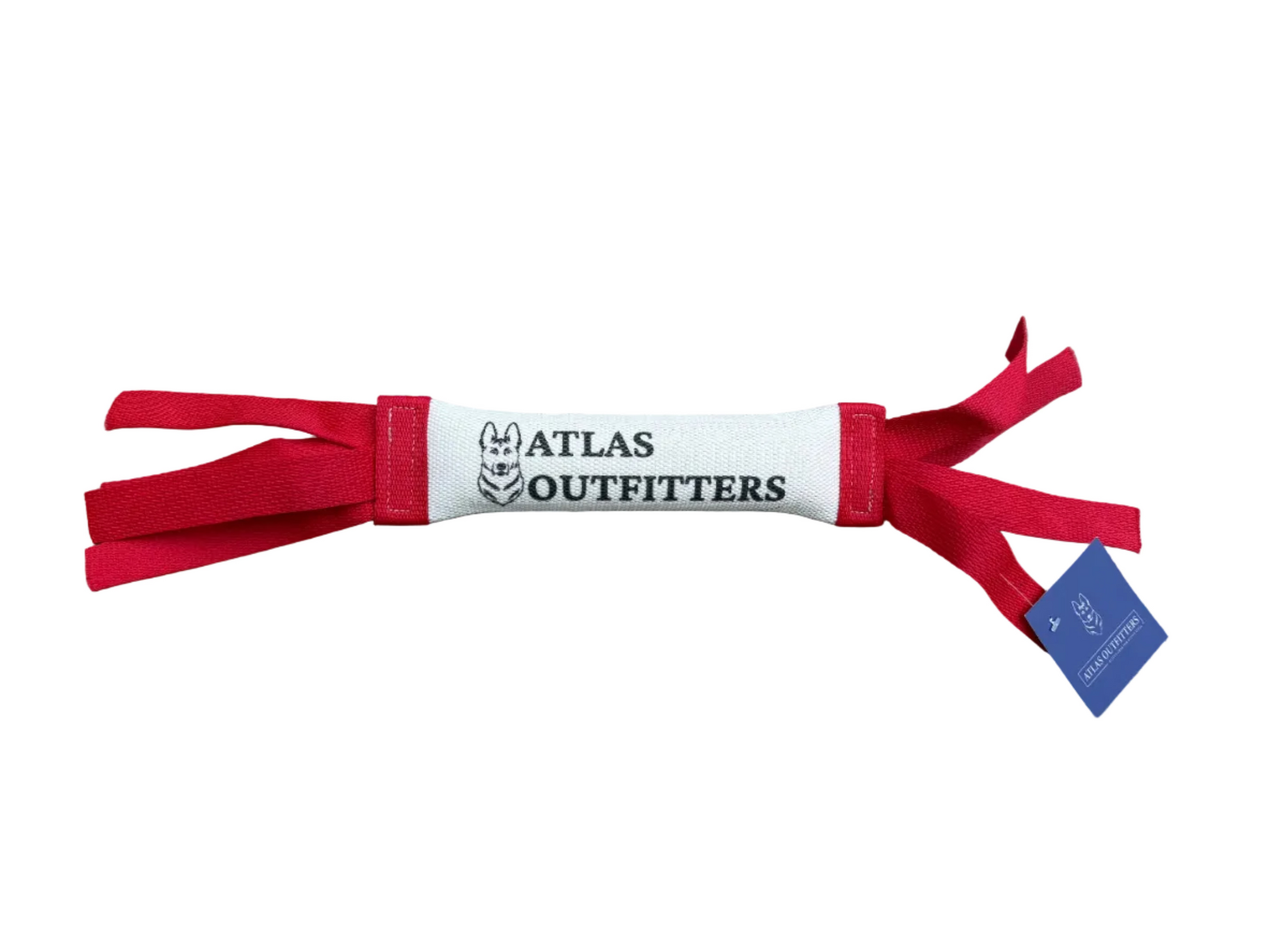 Red and white bumper with 'Atlas Outfitters' branding on a white background.