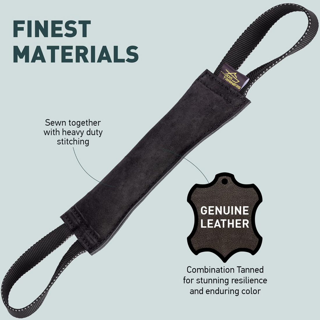 FDT Strong Leather Training Dog Bite Tug with 2 Handles – Advanced Bite & Retrieve Training Tool