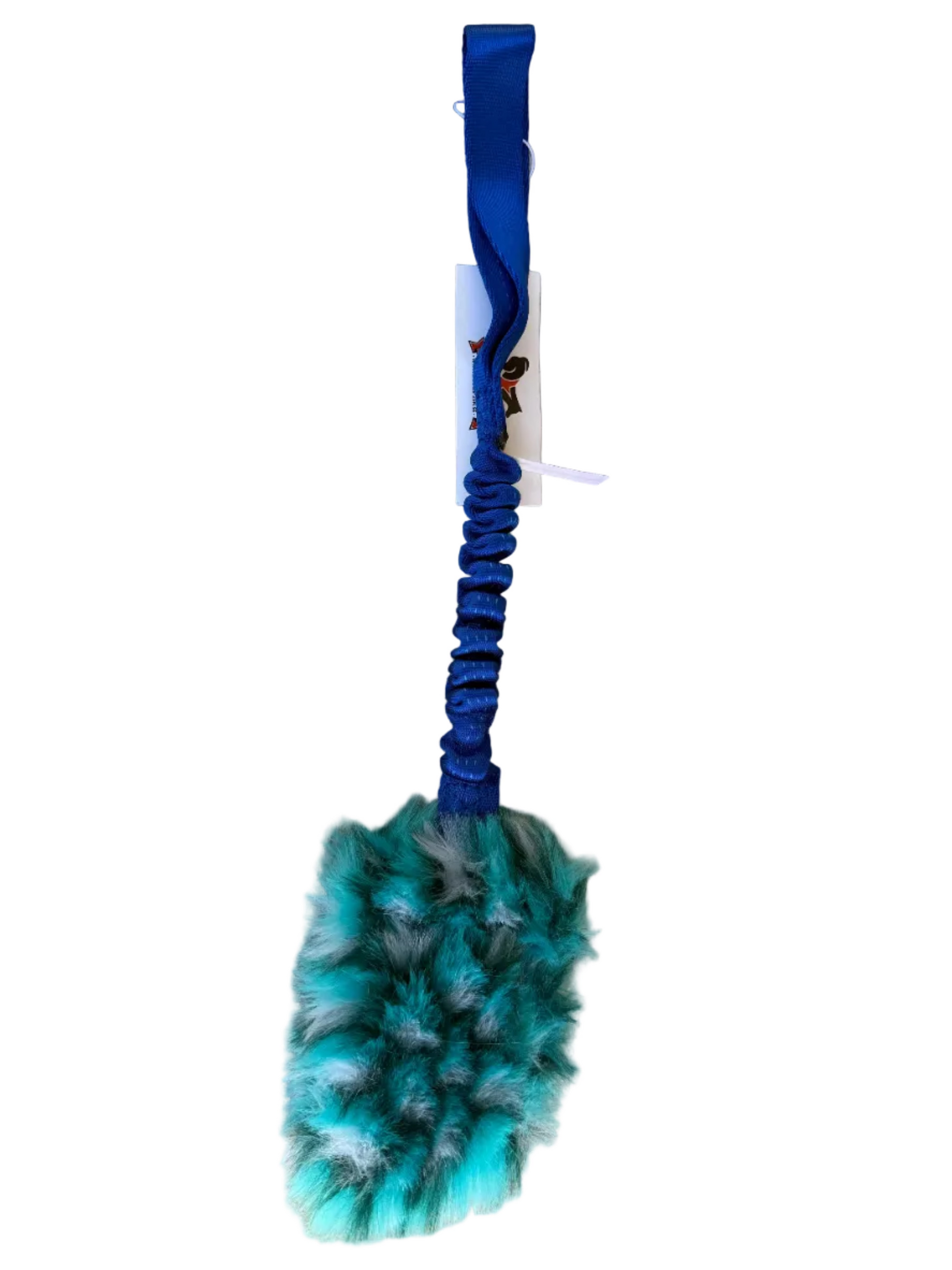 Teal bungee tug with blue handle on a white background.