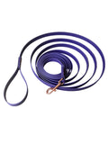 Violet biothane long line on white background. 