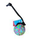 Colorful ball with a black handle on a white background