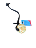 Dog toy with a rope and a colorful ball on a white background