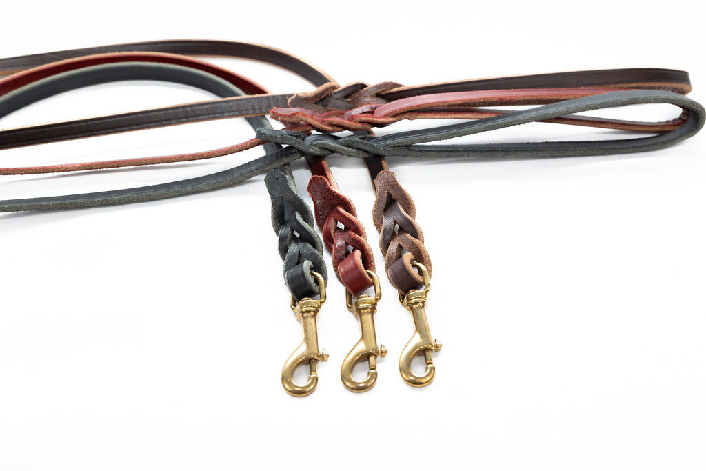 Bridgeport K9 Braided End Patrol Dog Leash – Premium Leather Leash for Strength, Durability, and Style